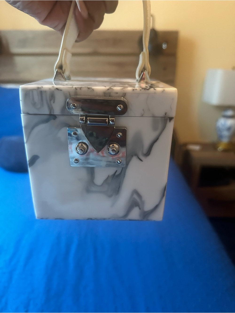 Marble Pattern Box Purse with Top Handle